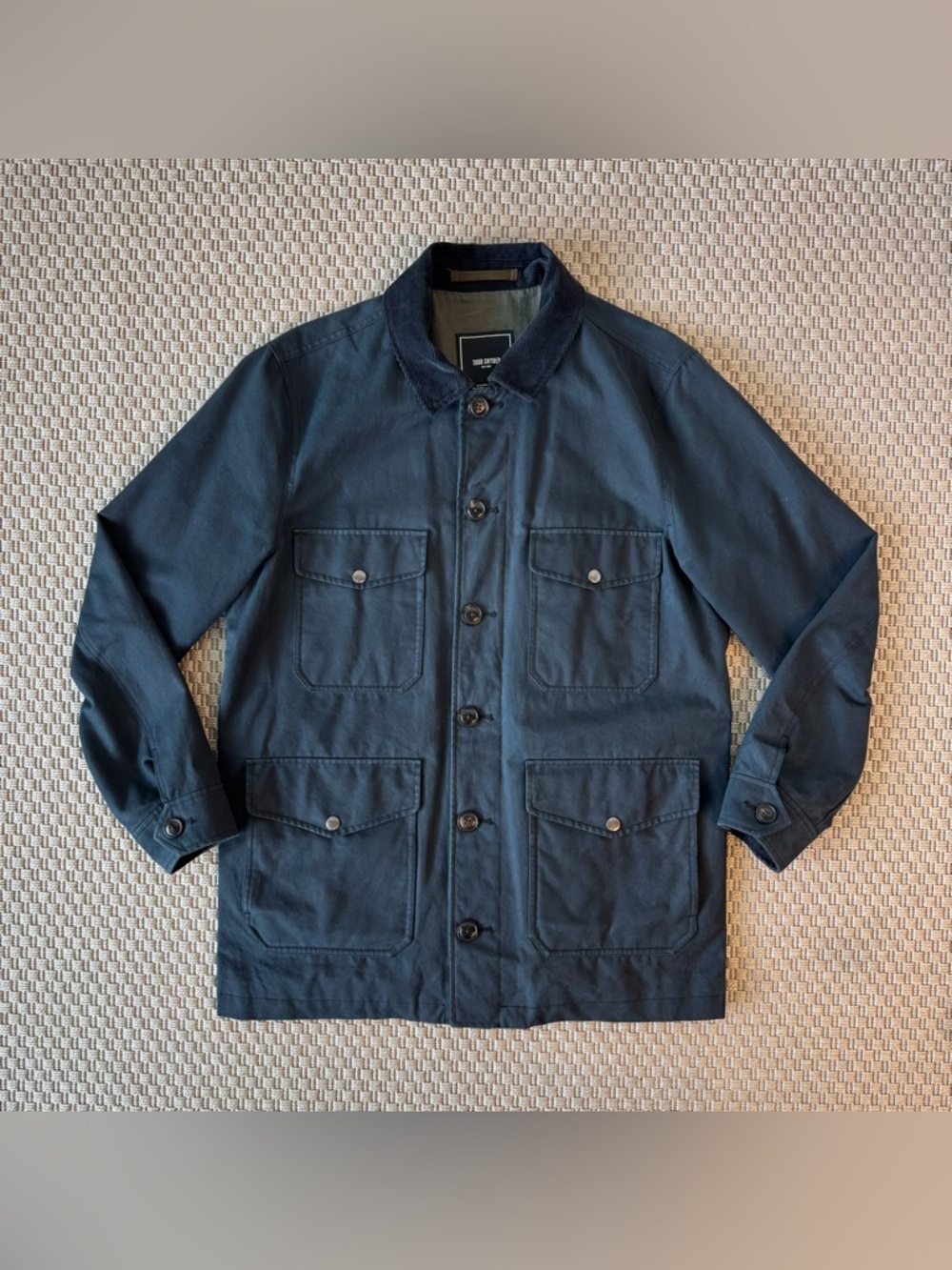 Todd Snyder	- English Oil Cloth / Corduroy Collar Cruiser Jacket - Navy Blue